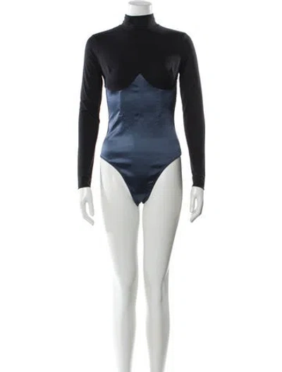 Pre-owned Fleur Du Mal Turtleneck Long Sleeve Bodysuit In Black