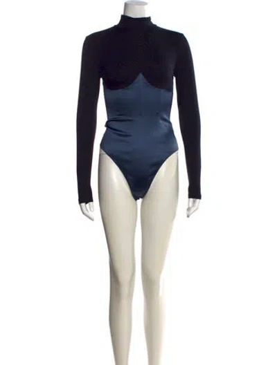 Pre-owned Fleur Du Mal Turtleneck Long Sleeve Bodysuit In Blue