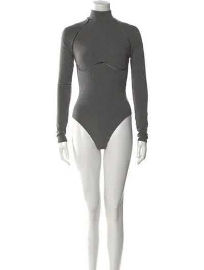 Pre-owned Fleur Du Mal Turtleneck Long Sleeve Bodysuit In Gray