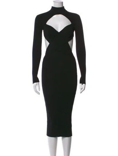 Pre-owned Fleur Du Mal Turtleneck Midi Length Dress In Black