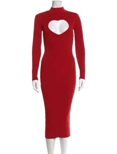 Pre-owned Fleur Du Mal Turtleneck Midi Length Dress In Red