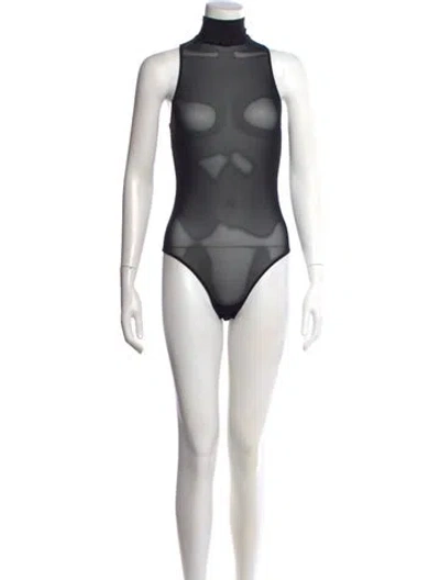 Pre-owned Fleur Du Mal Turtleneck Sleeveless Bodysuit In Black