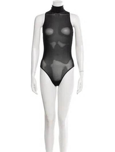 Pre-owned Fleur Du Mal Turtleneck Sleeveless Bodysuit W/ Tags In Black