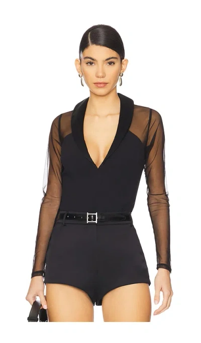 Fleur Du Mal Tuxedo Bodysuit In Black