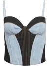 Fleur Du Mal Denim Bustier Top In Blue