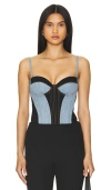 Fleur Du Mal Denim Bustier Top In Blue