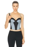 Fleur Du Mal Denim Bustier Top In Black & Lightwash