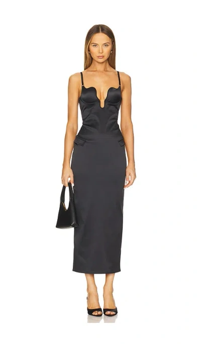 Fleur Du Mal U-plunge Maxi Dress In Black