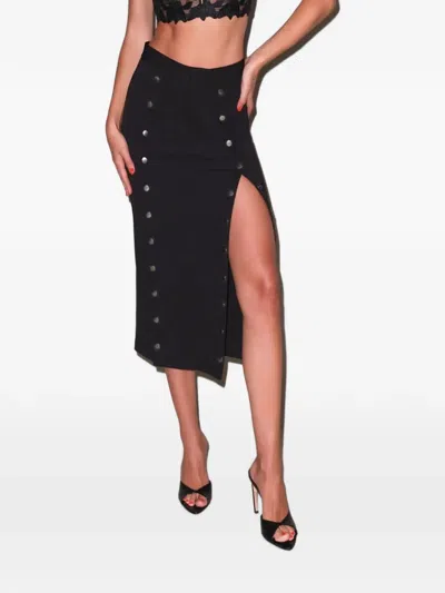 Fleur Du Mal Undo Me Button-embellished Slit-detail Midi Skirt In Black