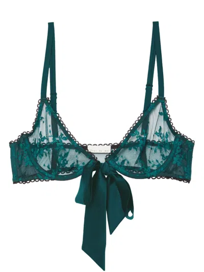 Fleur Du Mal Blue Untie Me Demi Bra In 0949 Crystal Teal