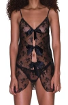 Fleur Du Mal Untie Me Sheer Chemise In Black