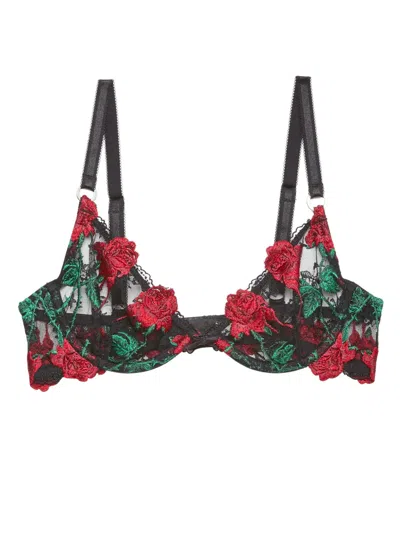 Fleur Du Mal Butterfly Garter In Patterned Black