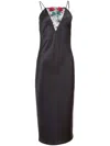 Fleur Du Mal Bleeding Rose Midi Dress In Black