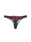 Fleur Du Mal Lily Embroidered Thong In Black