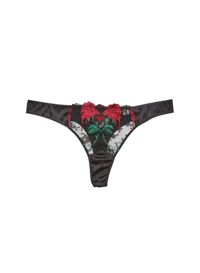 FLEUR DU MAL VAMPIRE ROSE EMBROIDERY THONG