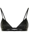 Fleur Du Mal Vegan Leather Triangle Bra In Black