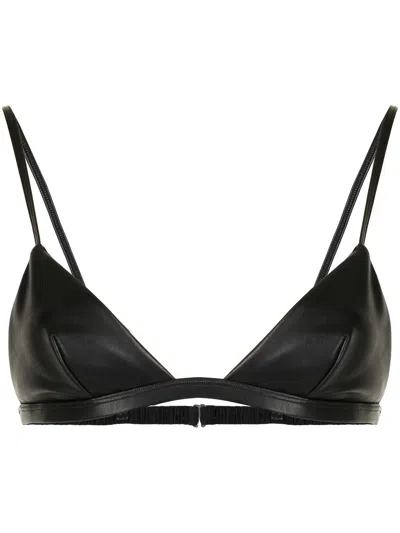 Fleur Du Mal Vegan Leather Triangle Bra In Black