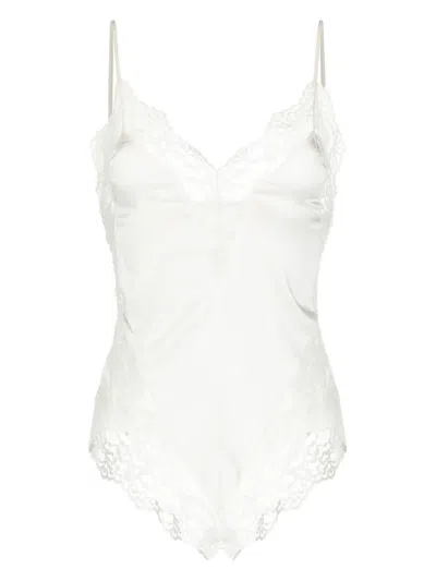 Fleur Du Mal Venus Lace-trim Bodysuit In Ivory