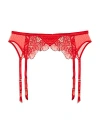 Fleur Du Mal Violet Embroidered Garter Belt In Rouge