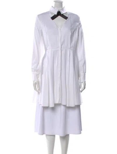 Pre-owned Fleur Du Mal V-neck Knee-length Dress In White
