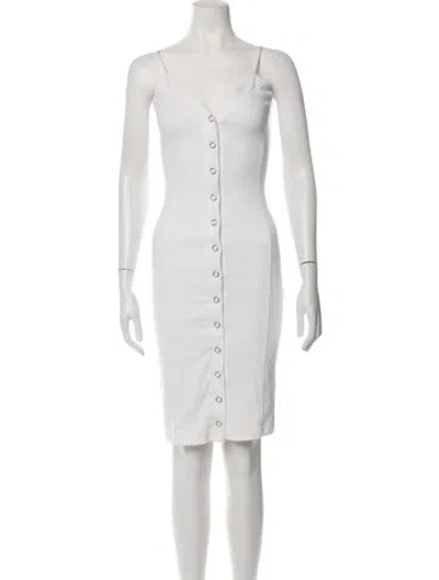 Pre-owned Fleur Du Mal V-neck Knee-length Dress In White