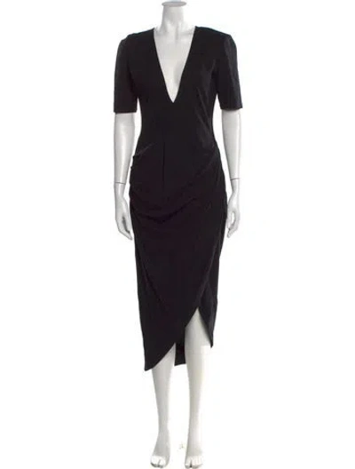 Pre-owned Fleur Du Mal V-neck Long Dress In Black