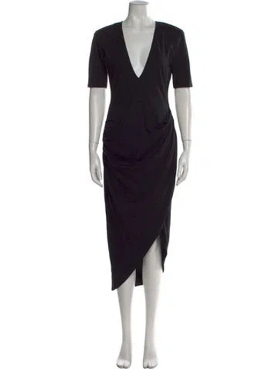 Pre-owned Fleur Du Mal V-neck Long Dress In Black