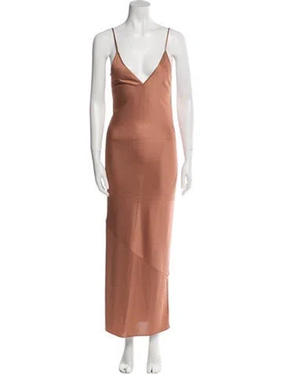 Pre-owned Fleur Du Mal V-neck Long Dress In Brown