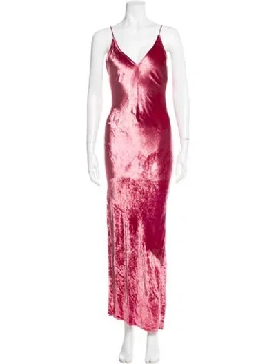 Pre-owned Fleur Du Mal V-neck Long Dress In Pink