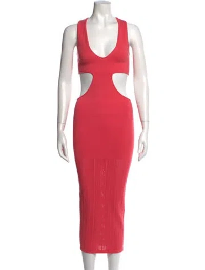 Pre-owned Fleur Du Mal V-neck Long Dress In Red