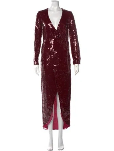 Pre-owned Fleur Du Mal V-neck Long Dress In Red