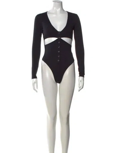 Pre-owned Fleur Du Mal V-neck Long Sleeve Bodysuit In Blue
