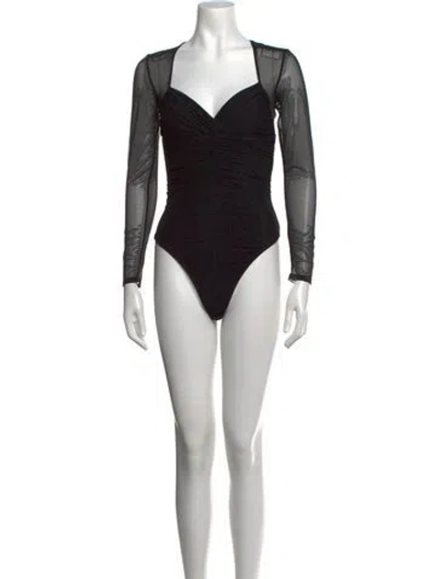 Pre-owned Fleur Du Mal V-neck Long Sleeve Bodysuit In Blue