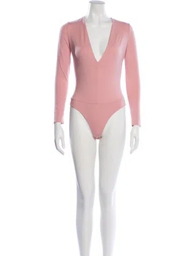 Pre-owned Fleur Du Mal V-neck Long Sleeve Bodysuit In Pink