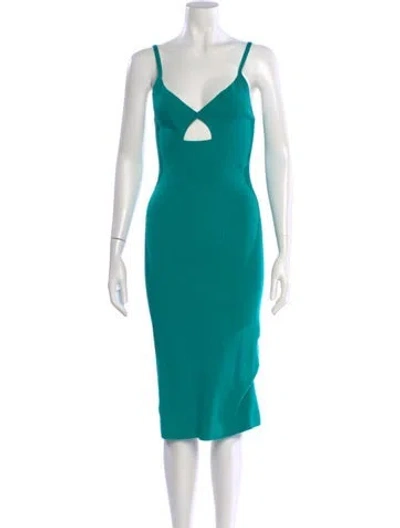 Pre-owned Fleur Du Mal V-neck Midi Length Dress In Blue