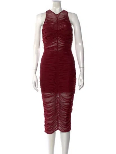 Pre-owned Fleur Du Mal V-neck Midi Length Dress In Red