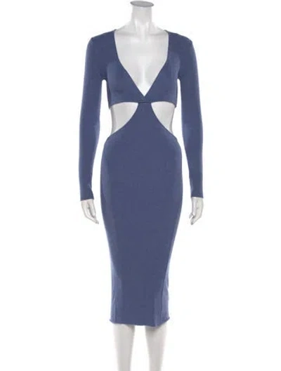 Pre-owned Fleur Du Mal V-neck Midi Length Dress W/ Tags In Blue