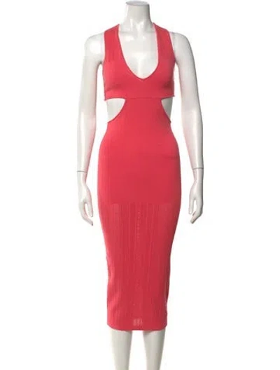Pre-owned Fleur Du Mal V-neck Midi Length Dress W/ Tags In Red