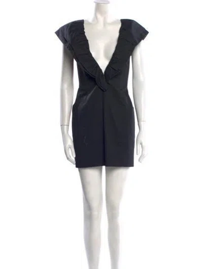 Pre-owned Fleur Du Mal V-neck Mini Dress In Black