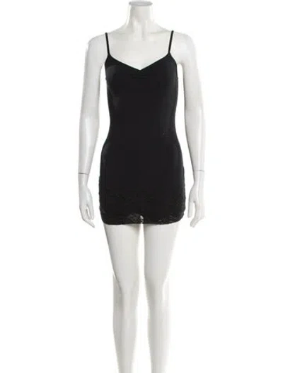 Pre-owned Fleur Du Mal V-neck Mini Dress In Black