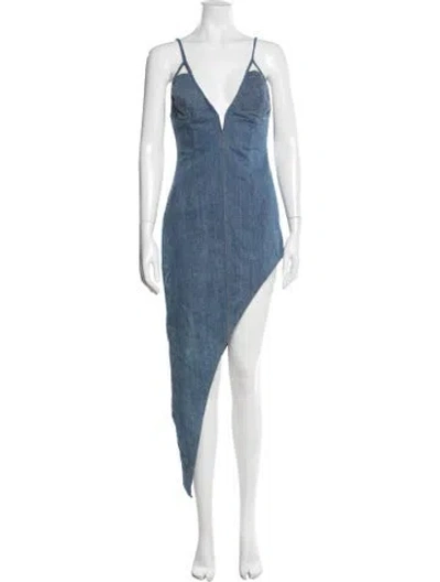 Pre-owned Fleur Du Mal V-neck Mini Dress In Blue
