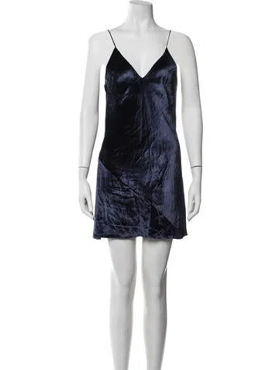 Pre-owned Fleur Du Mal V-neck Mini Dress In Blue/metallic