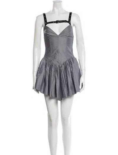Pre-owned Fleur Du Mal V-neck Mini Dress In Gray