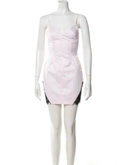 Pre-owned Fleur Du Mal V-neck Mini Dress In Pink