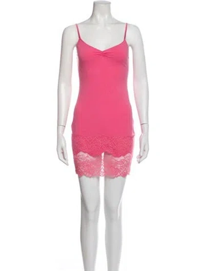 Pre-owned Fleur Du Mal V-neck Mini Dress In Pink