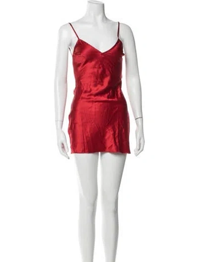 Pre-owned Fleur Du Mal V-neck Mini Dress In Red