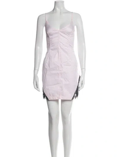 Pre-owned Fleur Du Mal V-neck Mini Dress W/ Tags In Pink
