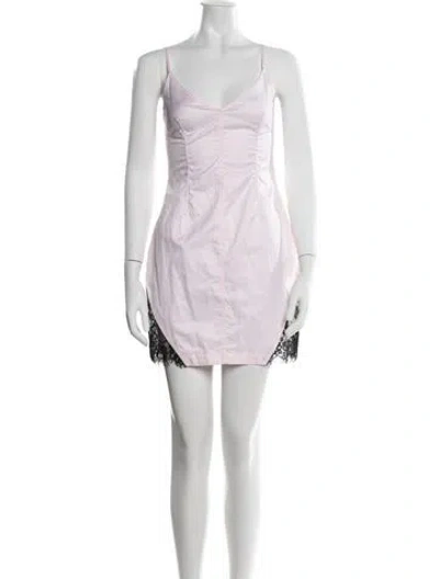 Pre-owned Fleur Du Mal V-neck Mini Dress W/ Tags In Pink