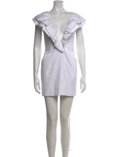 Pre-owned Fleur Du Mal V-neck Mini Dress In White