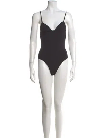 Pre-owned Fleur Du Mal V-neck Sleeveless Bodysuit In Black